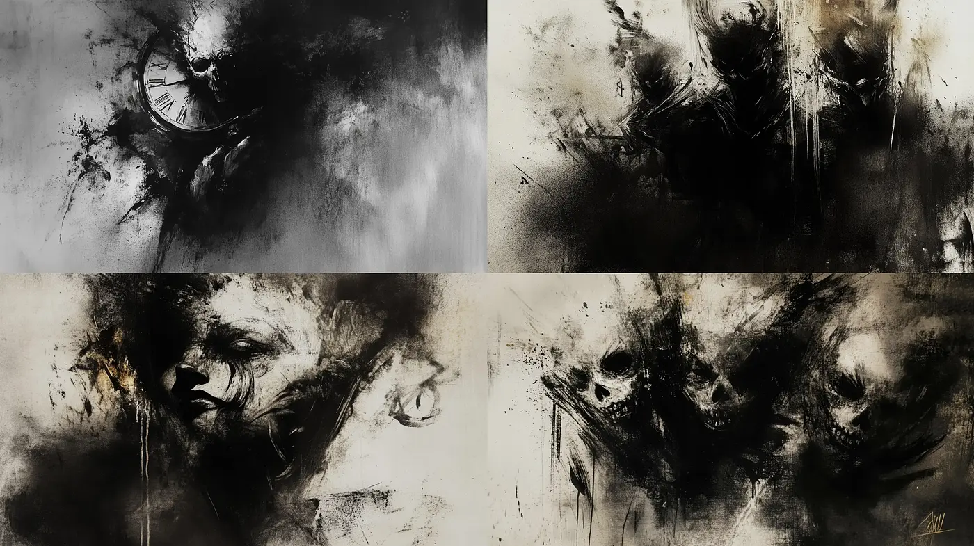 Abstract Ethereal Monochrome: A Study in Shadows and Light - Midjourney sref style