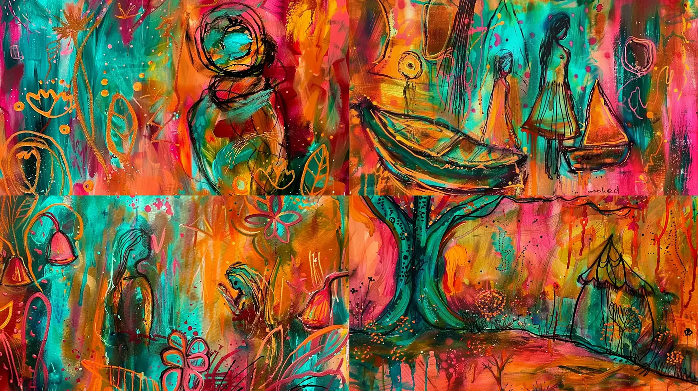 Abstract Expressionist Fusion with Vivid Chromatic Textures - Midjourney sref style