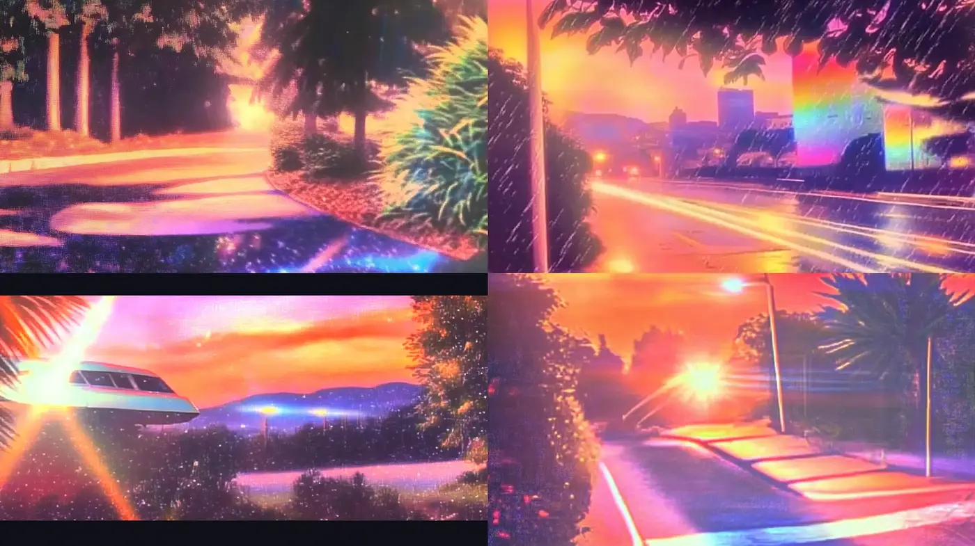 Neon Dusk: A Synthwave Inspired Retro-Futuristic Dreamscape - Midjourney sref style