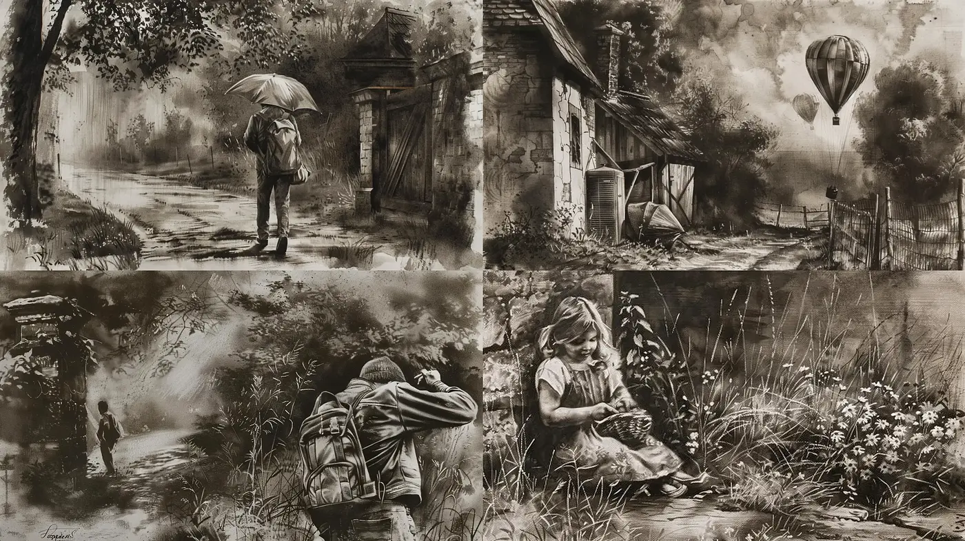 Monochromatic Ethereal Dreamscape with Luminous Highlights - Midjourney sref style