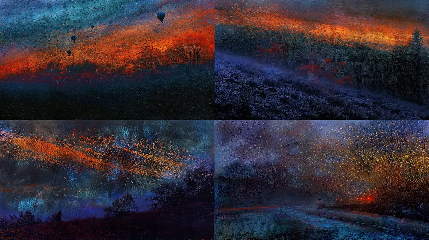 Surreal Atmospheric Landscapes with Dreamlike Qualities - Midjourney sref style