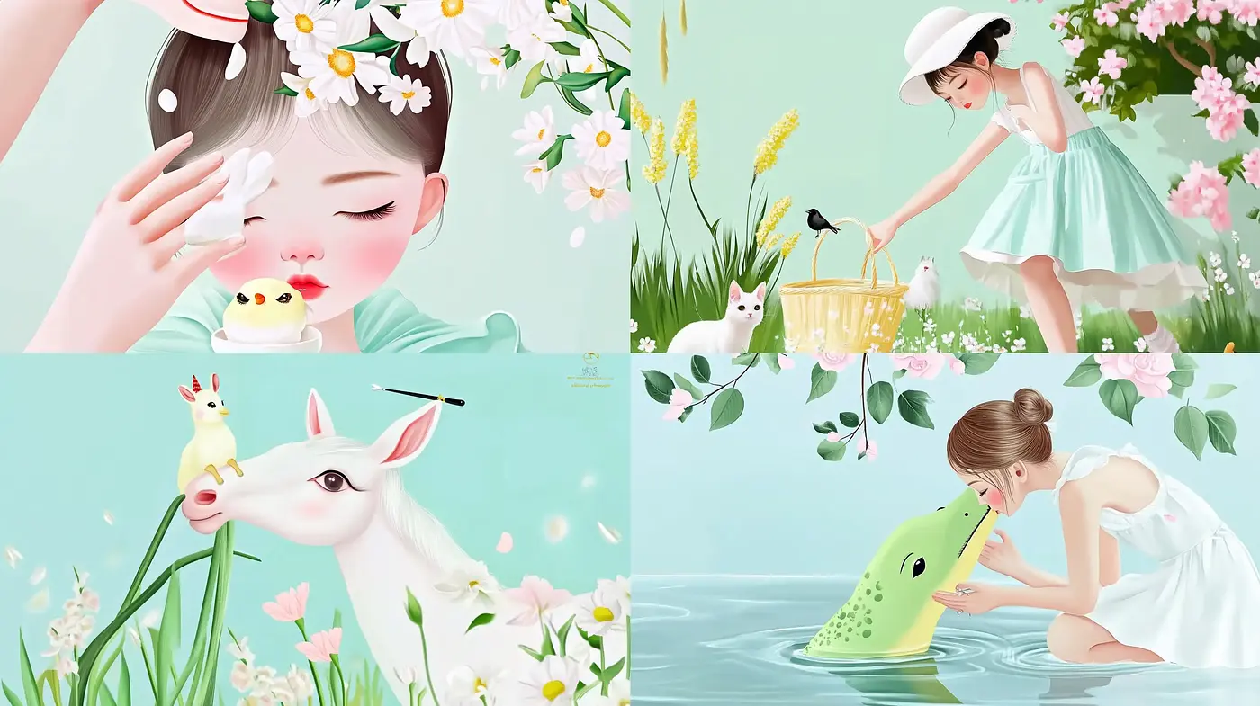 Serene Pastel Dreamscape: Idyllic Blend of Whimsy and Softness - Midjourney sref style
