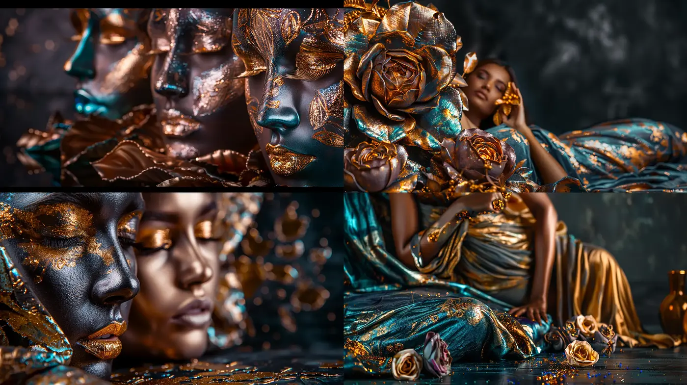 Luxuriant Golden Hues in Baroque Textural Photography - Midjourney sref style
