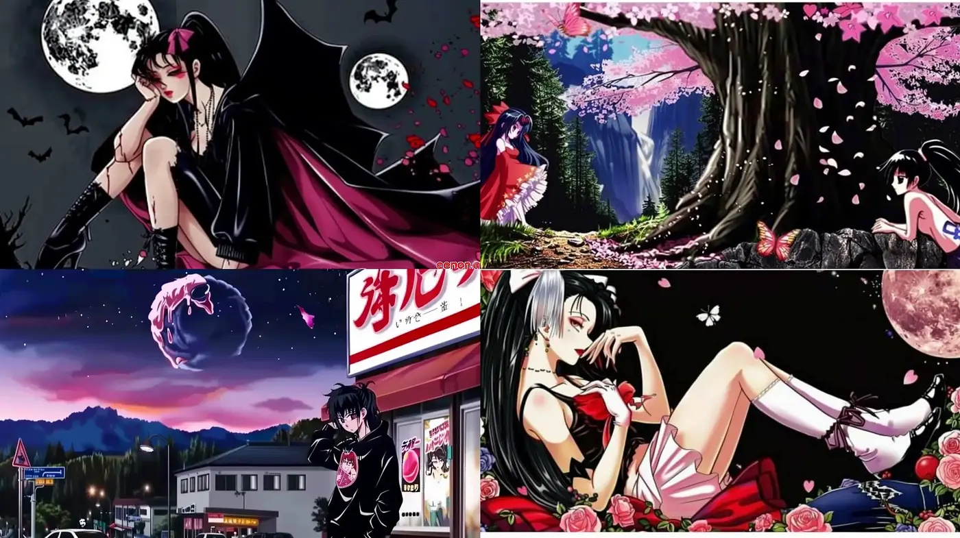 Luminous Nightscape with Romantic Anime Essence - Midjourney sref style
