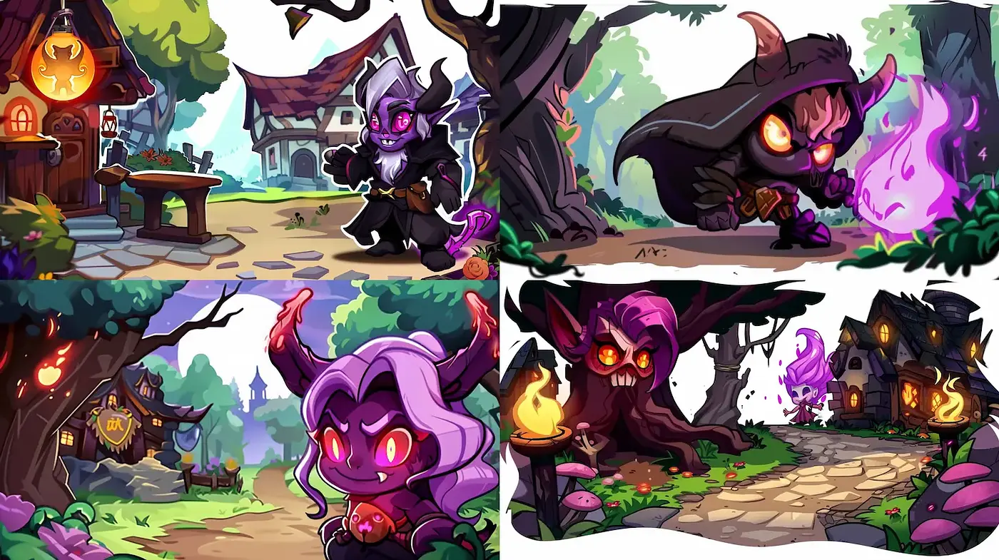 Vibrant Whimsical Fantasy Art with Charming Cartoonish Aesthetics - Midjourney sref style