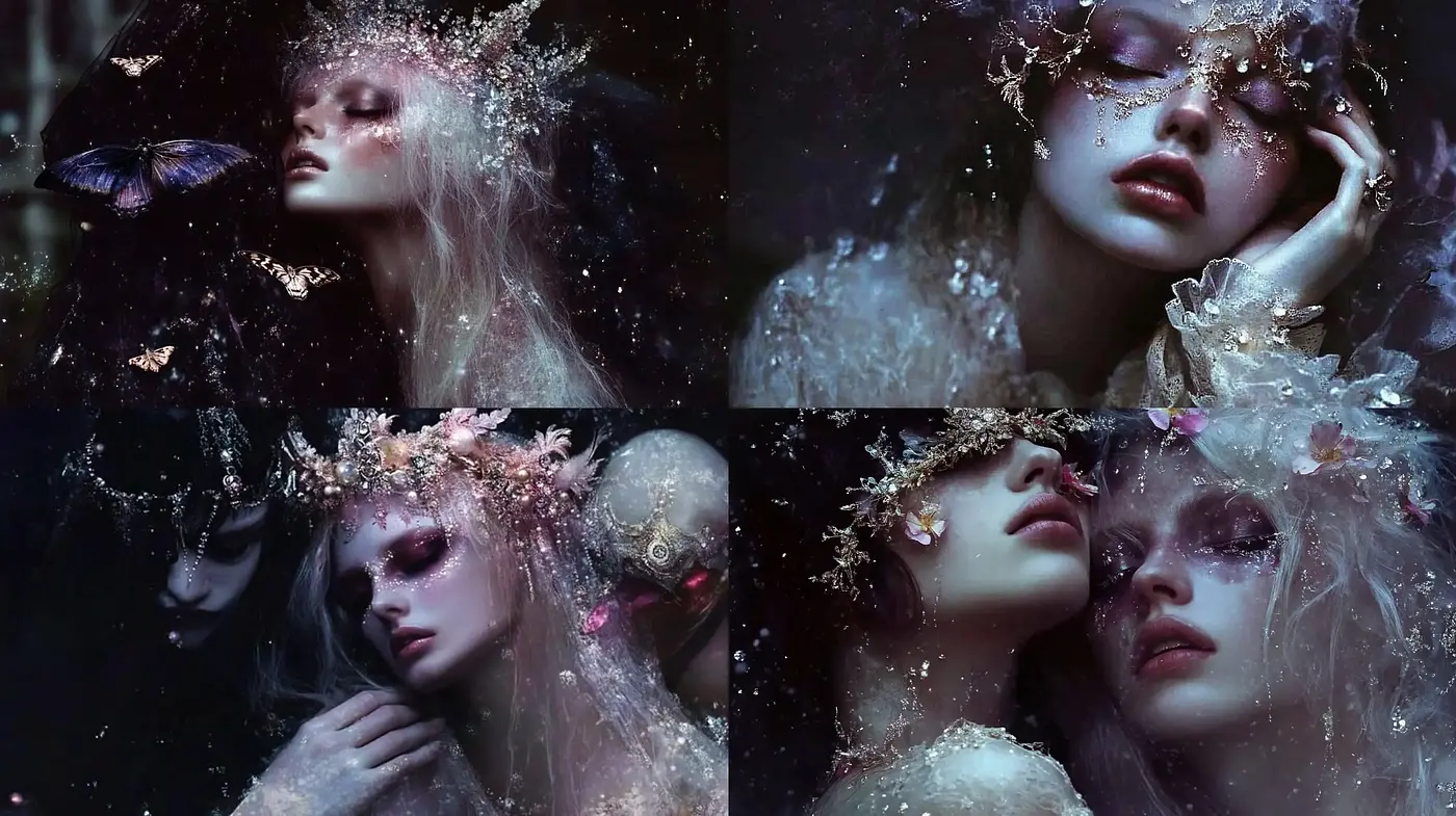 Ethereal Dreamscape Elegance with Surreal Botanical Motifs - Midjourney sref style