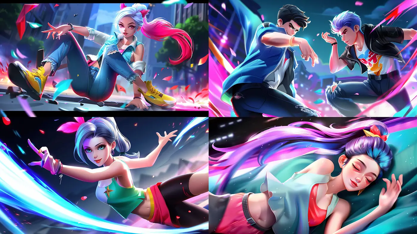 Vibrant Neon Dreamscape: A Fusion of Vivid Colors and Dynamic Motion - Midjourney sref style