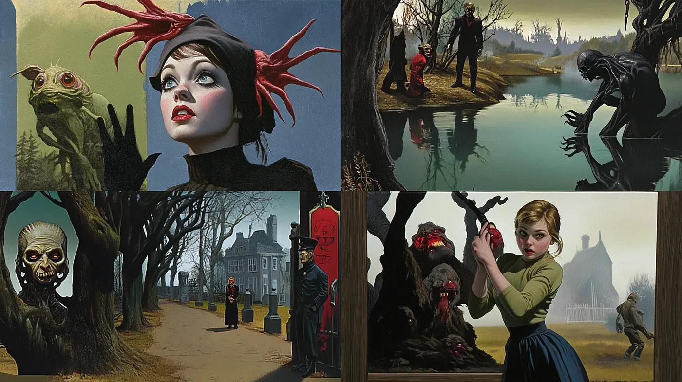 Gothic Whimsy in Digitally Painted Fantasy - Midjourney sref style
