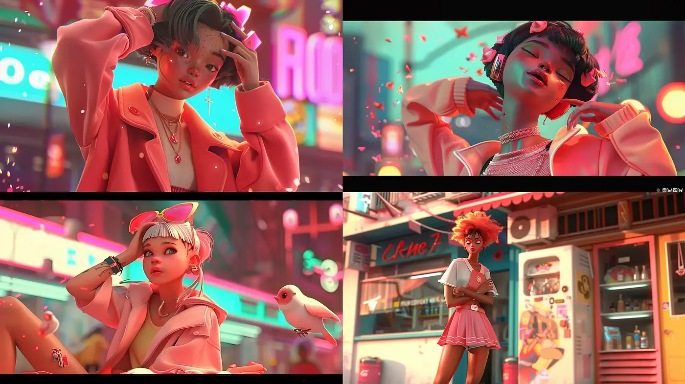 Neon Glow and Urban Nostalgia: A Synthesis of Cyberpunk and Manga Influences - Midjourney sref style