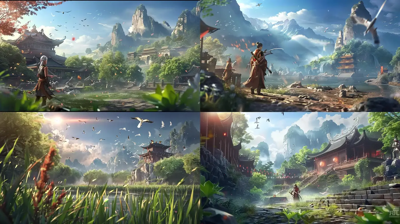 Ethereal Eastern Landscape Fantasy with Lush Color Harmonies - Midjourney sref style