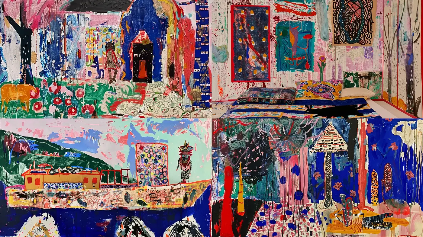Eclectic Tapestry of Vivid Textures and Expressive Brushwork - Midjourney sref style