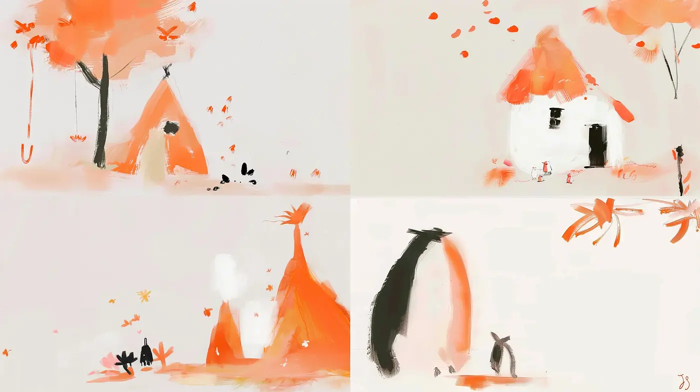 Whimsical Autumn Hues: A Brushstroke Journey - Midjourney sref style
