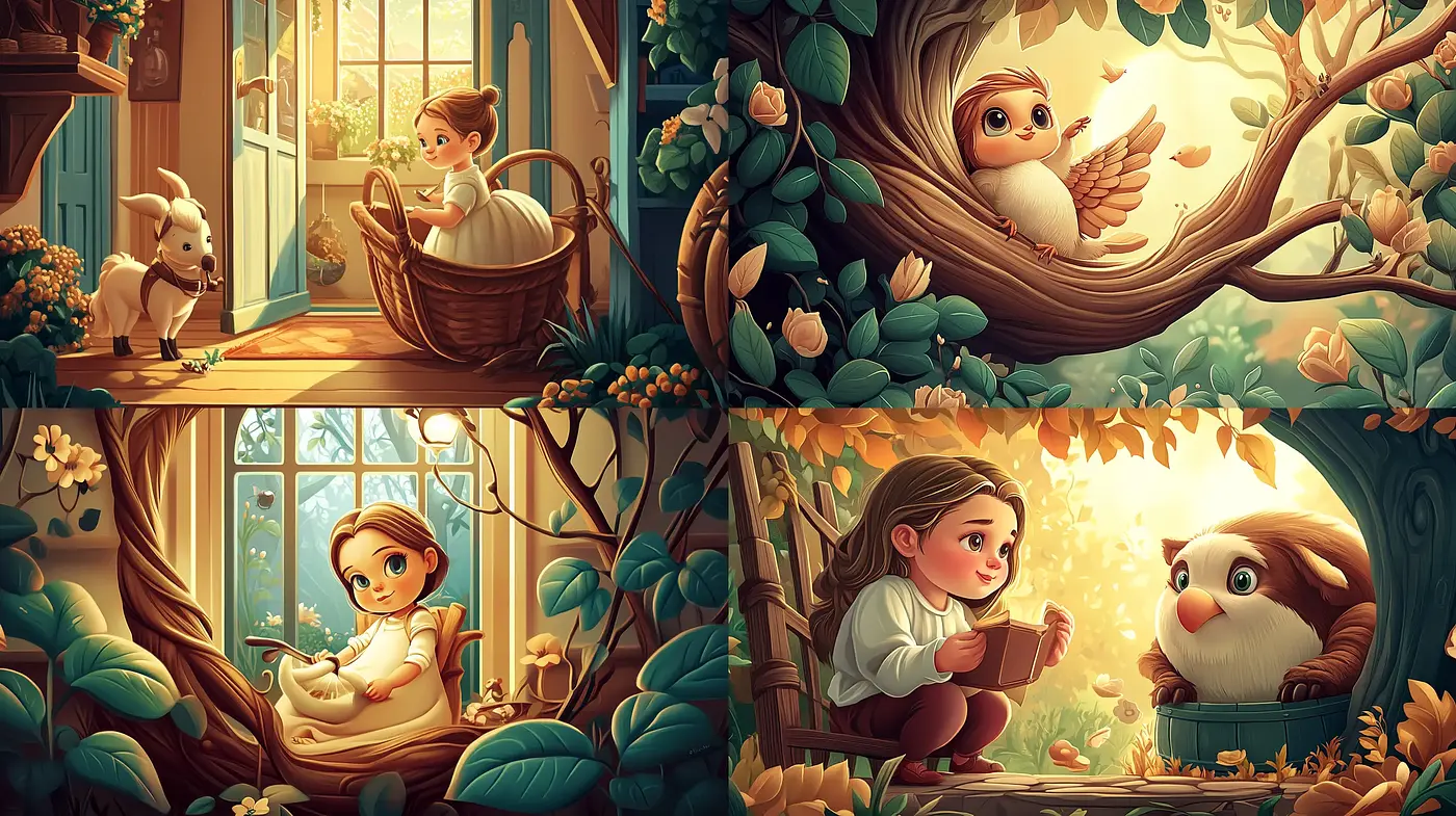 Enchanted Woodland Whimsy in Warm Amber Hues - Midjourney sref style