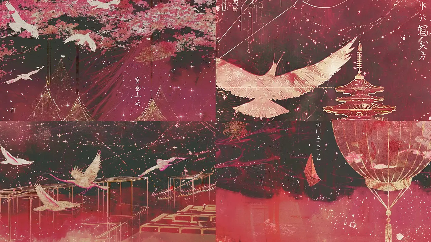 Ethereal Dreamscape in Sepia and Crimson Hues - Midjourney sref style