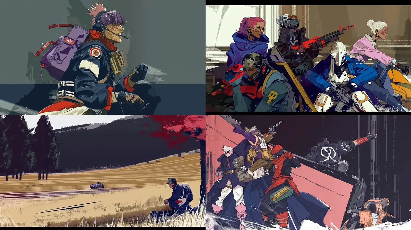 Futuristic Dystopian Brushstrokes of Vigor and Contemplation - Midjourney sref style