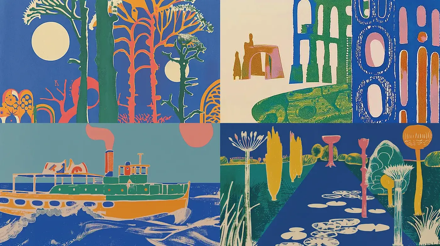 Vibrant and Colorful Avant-Garde Landscape with Organic Forms - Midjourney sref style