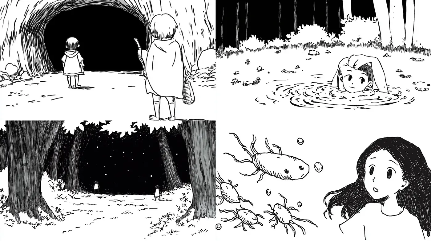 Stark Monochromatic Visions of Enchanted Wilderness - Midjourney sref style