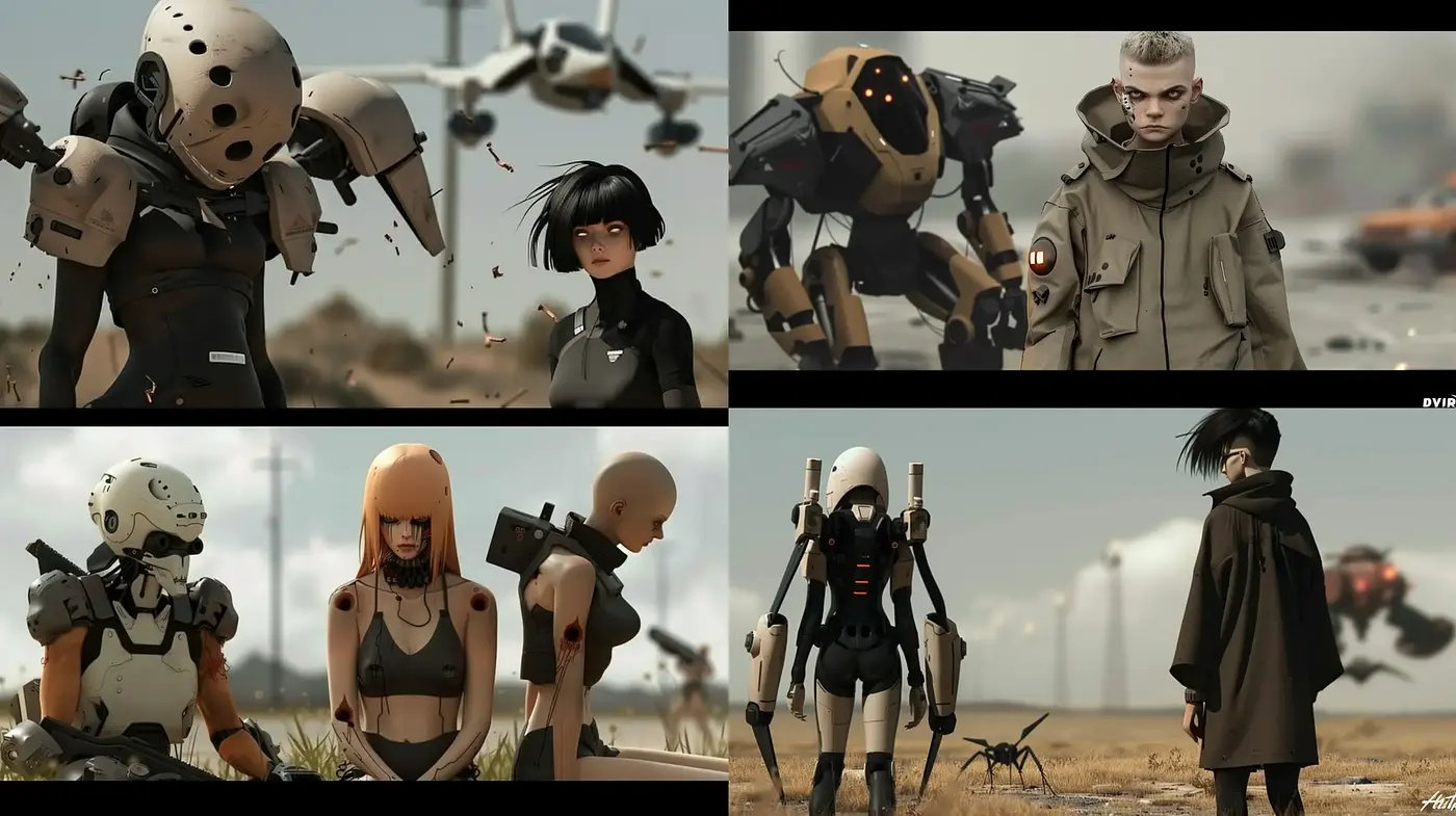 Futuristic Dystopian Elegance with a Touch of Manga Influence - Midjourney sref style