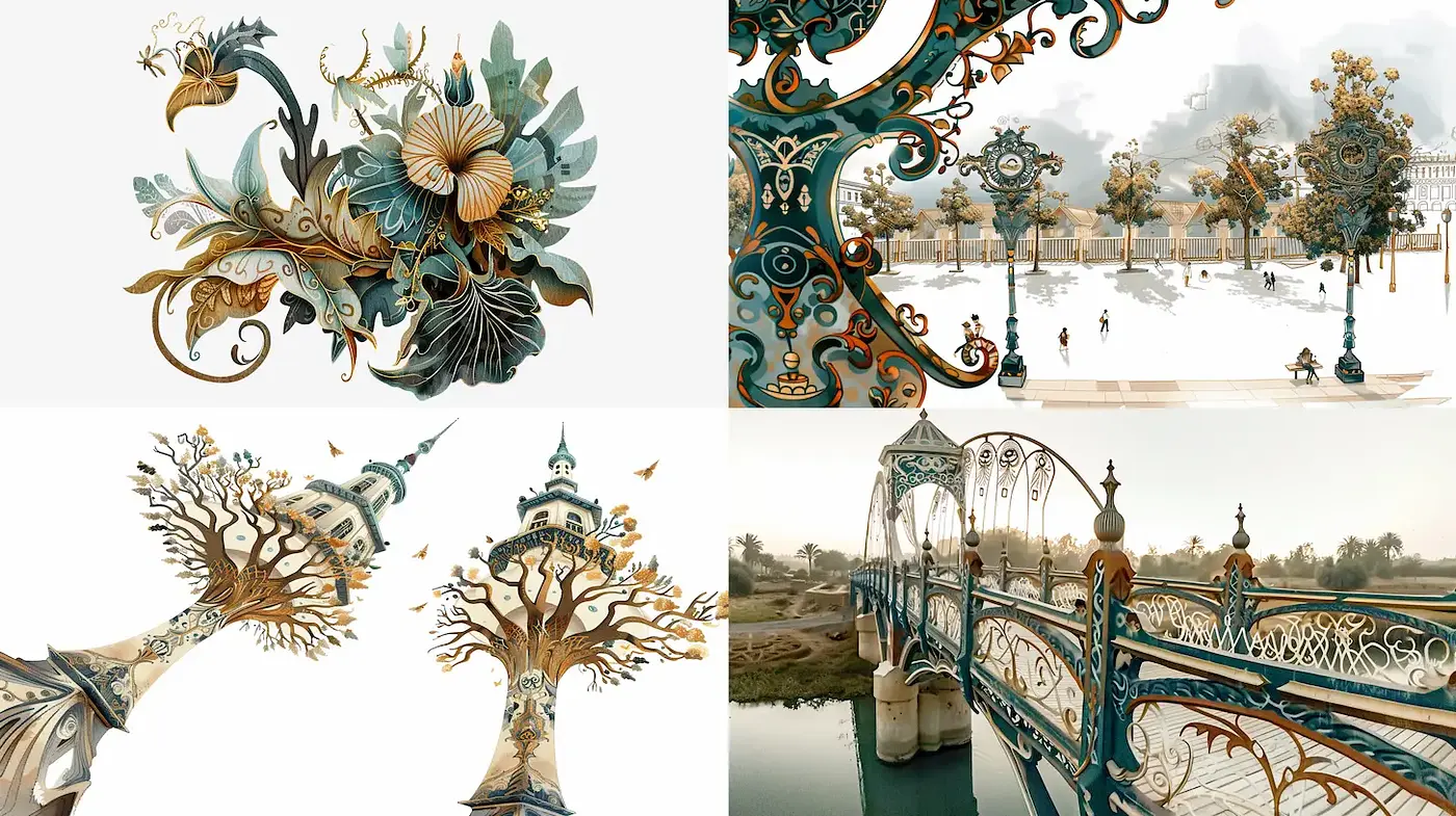 Whimsical Art Nouveau-inspired Landscape with a Touch of Fantasy - Midjourney sref style