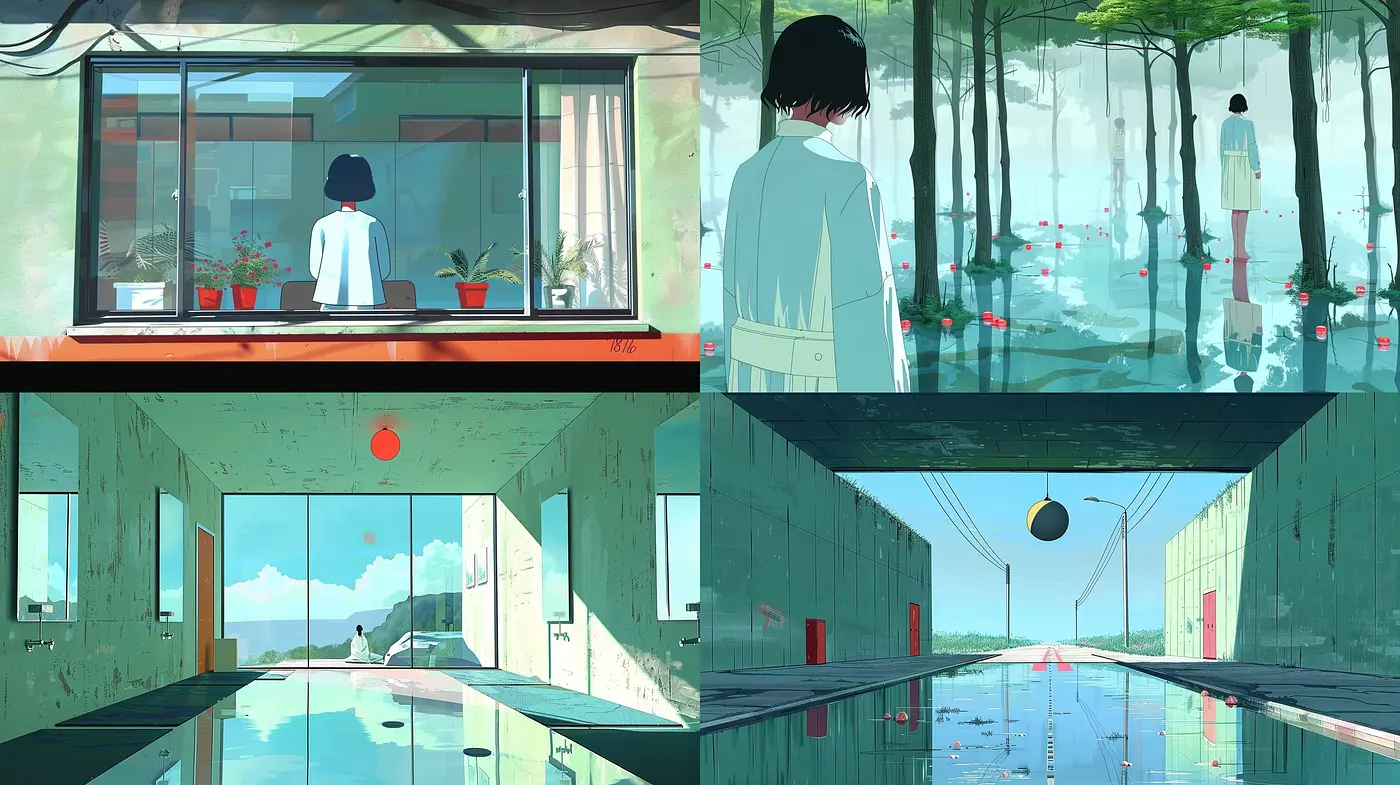 Serene Reflections: A Vibrant Tableau of Contemporary Digital Impressionism - Midjourney sref style