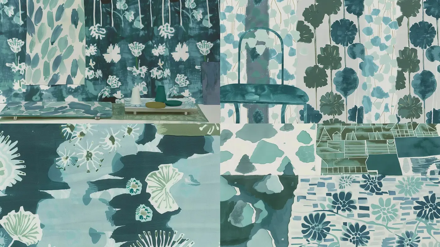 Serene Aquatic Botanicals in Stylized Brushwork - Midjourney sref style