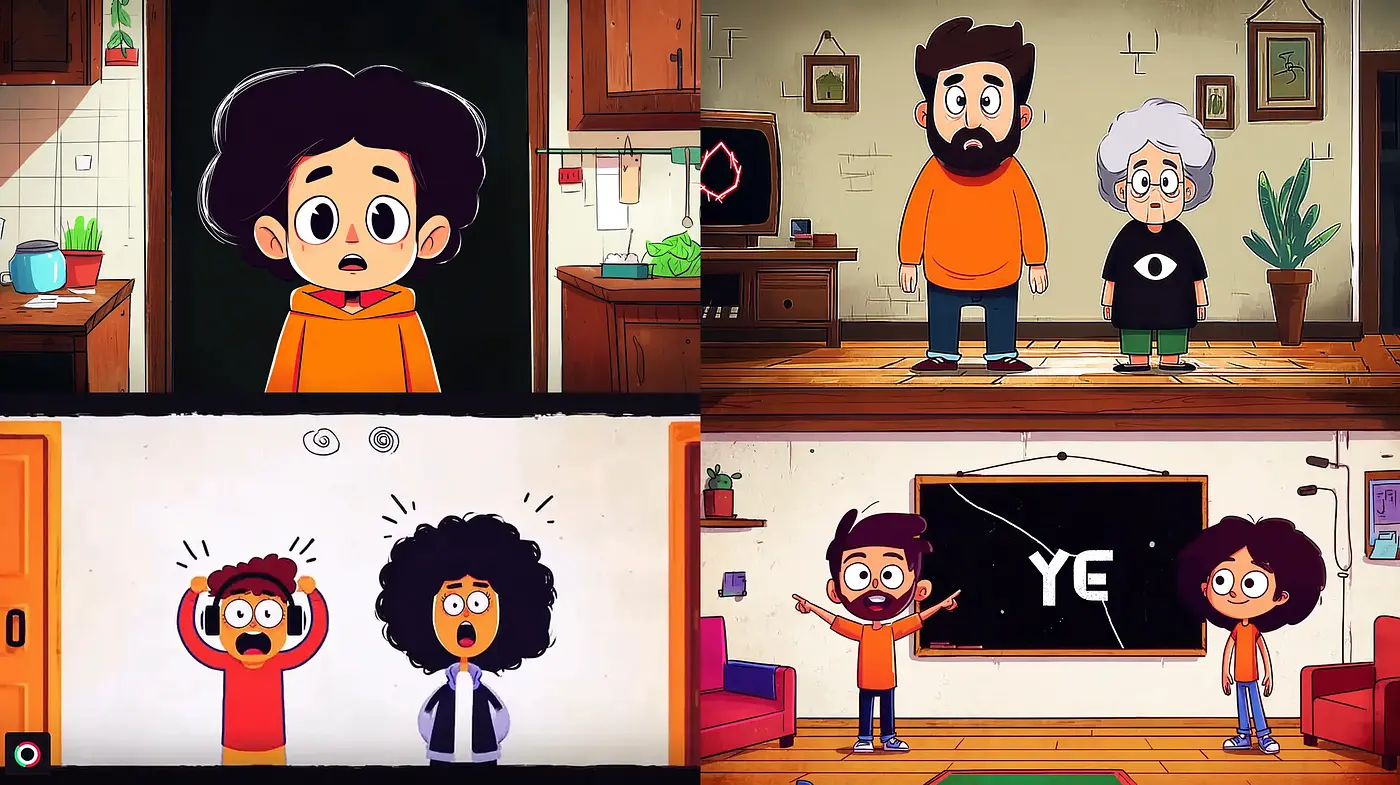 Playful Animated Style with Whimsical Elements and Bold Expressions - Midjourney sref style