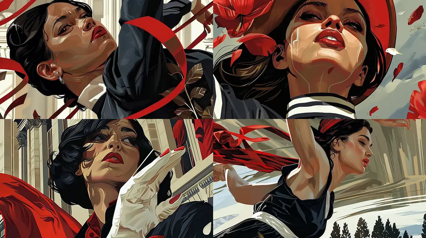 Dynamic and Stylized Portraits with Dramatic Flair - Midjourney sref style