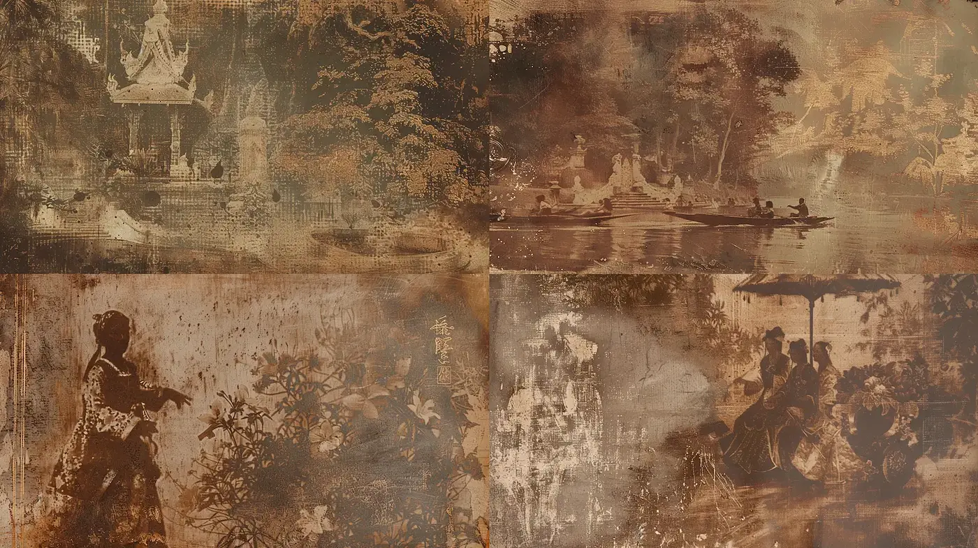 Rustic Historical Collage with Nostalgic Undertones - Midjourney sref style