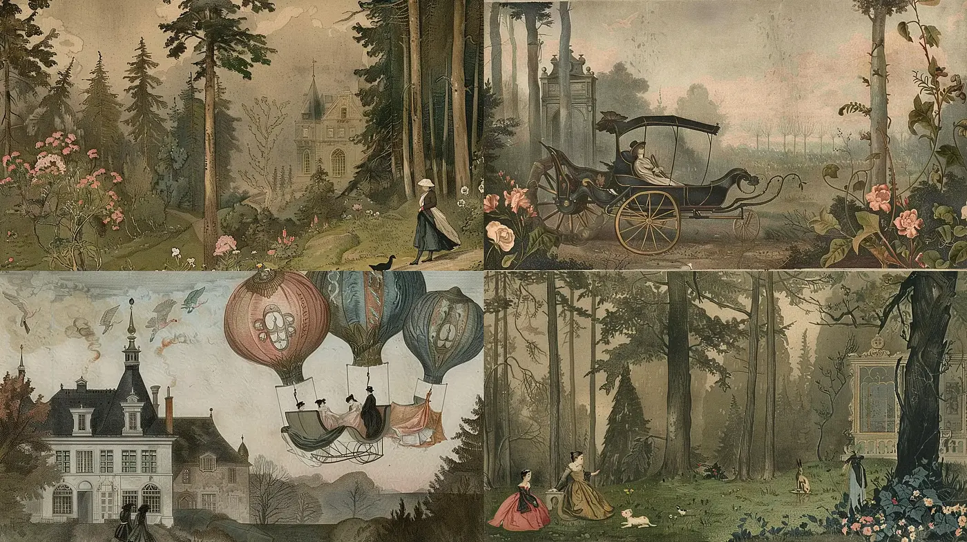 Ethereal Arcadian Panoramas with a Romantic Era Touch - Midjourney sref style