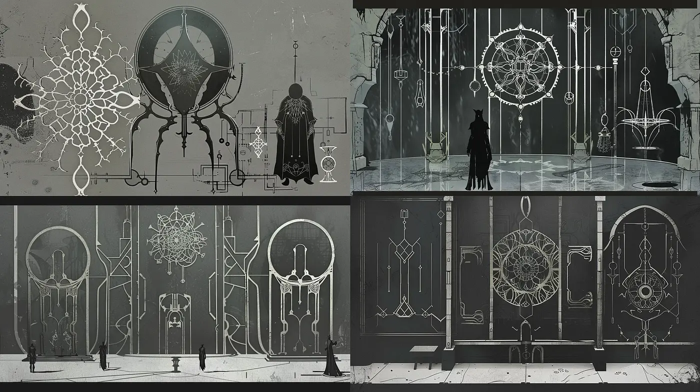 Monochromatic Elegance of Neo-Gothic Fantasy - Midjourney sref style