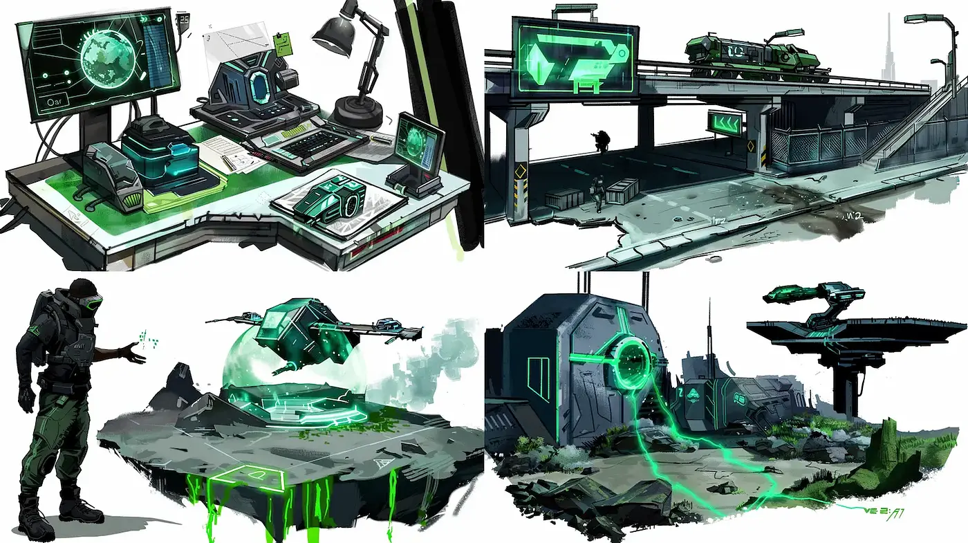 Futuristic, sleek aesthetic with neon accents in a dystopian setting - Midjourney sref style