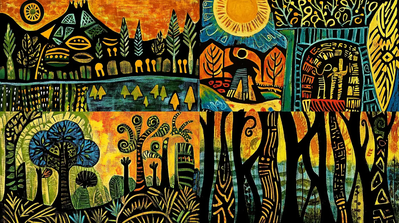 Enigmatic Tapestry of Prismatic Folklore - Midjourney sref style