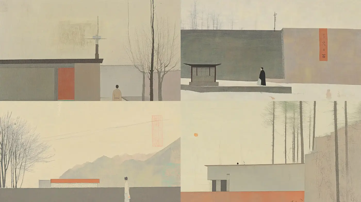 Tranquil Hues of Solitude: A Homage to Contemplative Modernist Art - Midjourney sref style