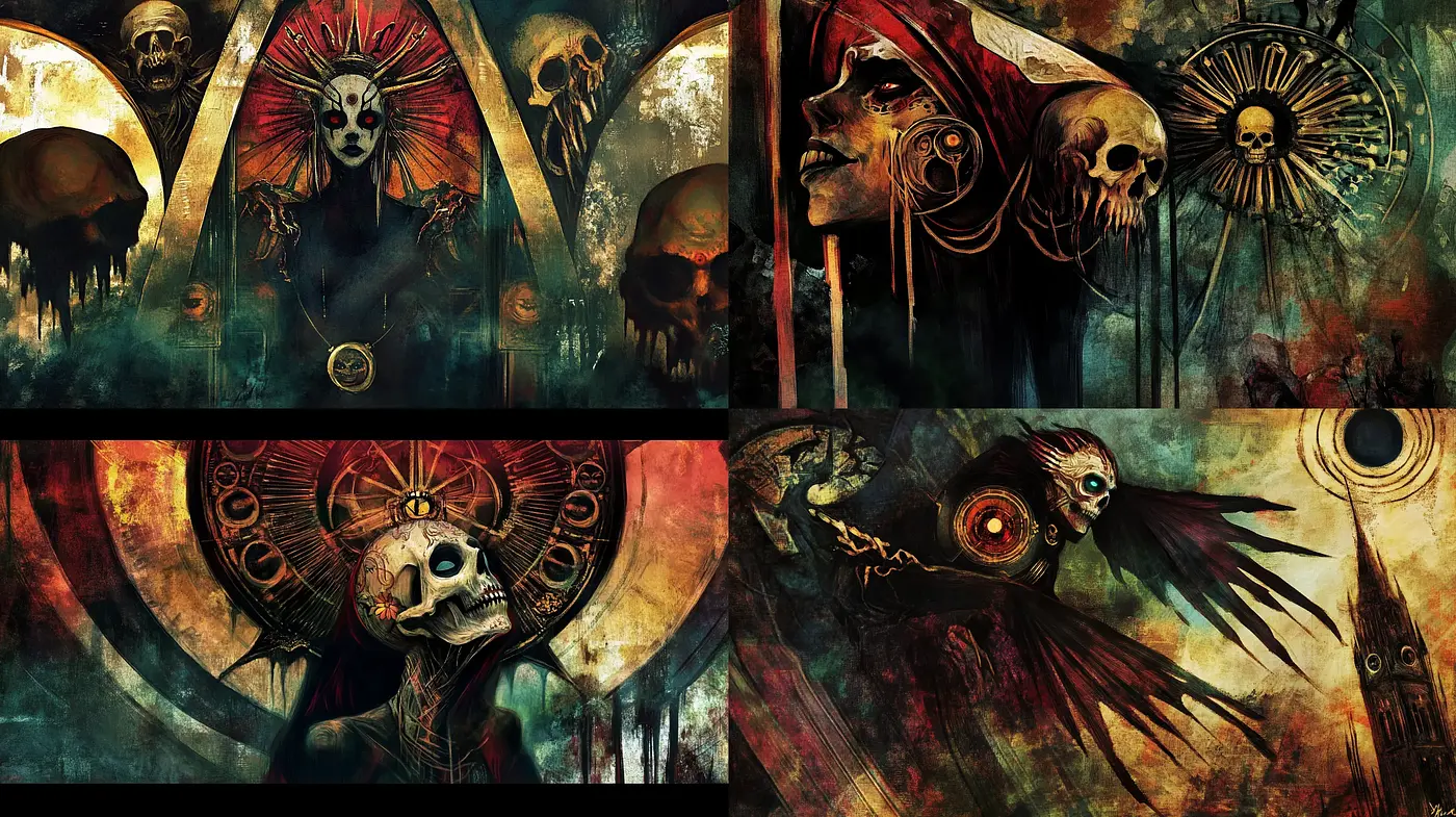 Ethereal Gothic Reverie: A Haunting Blend of Surrealism and Macabre - Midjourney sref style