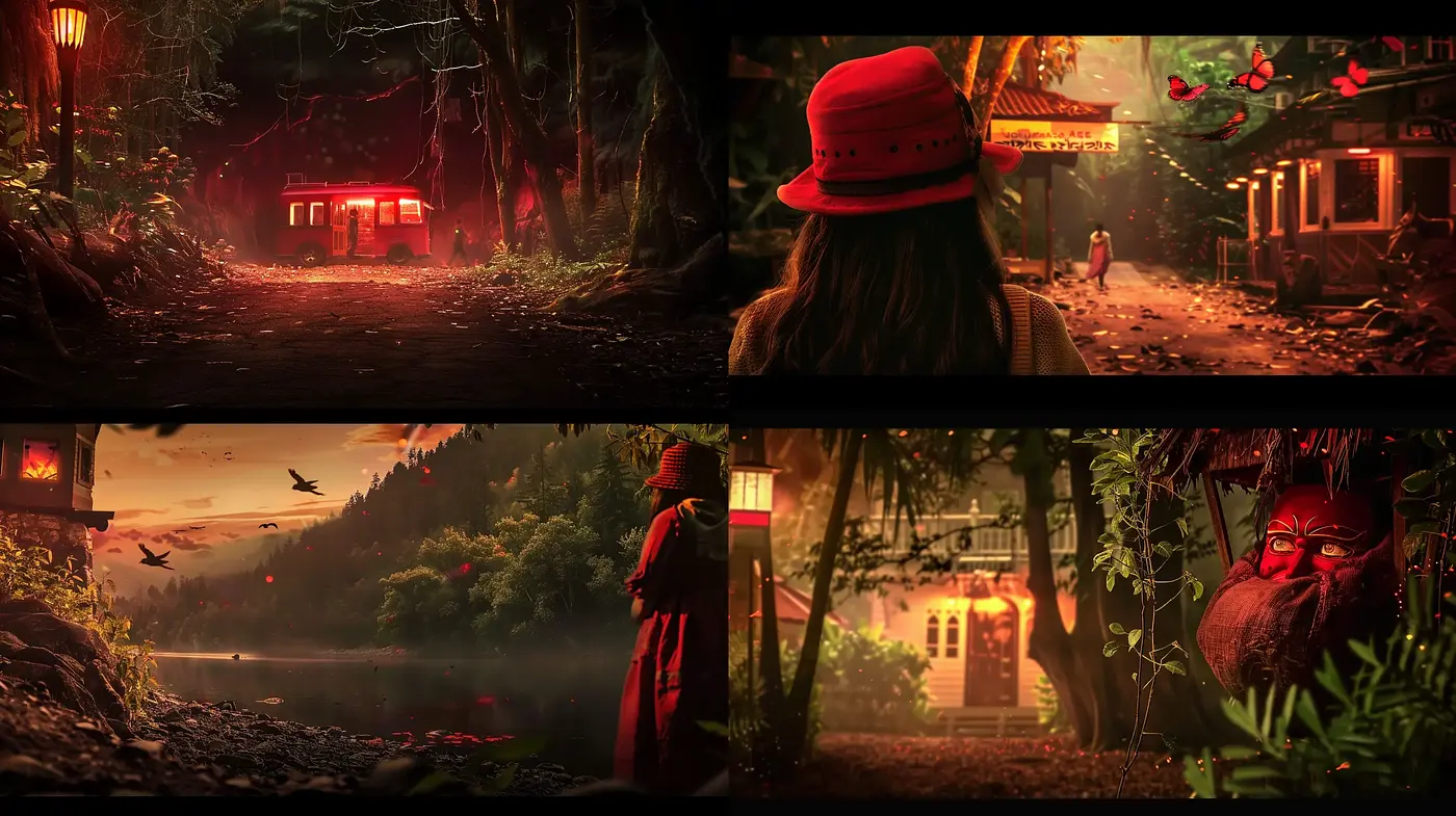 Whimsical Twilight Hues in Enchanted Woodland Settings - Midjourney sref style