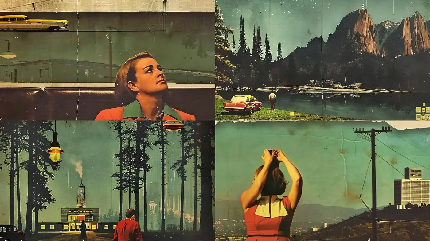 Retrofuturistic Nostalgia: A Stylized Homage to Mid-Century Americana - Midjourney sref style