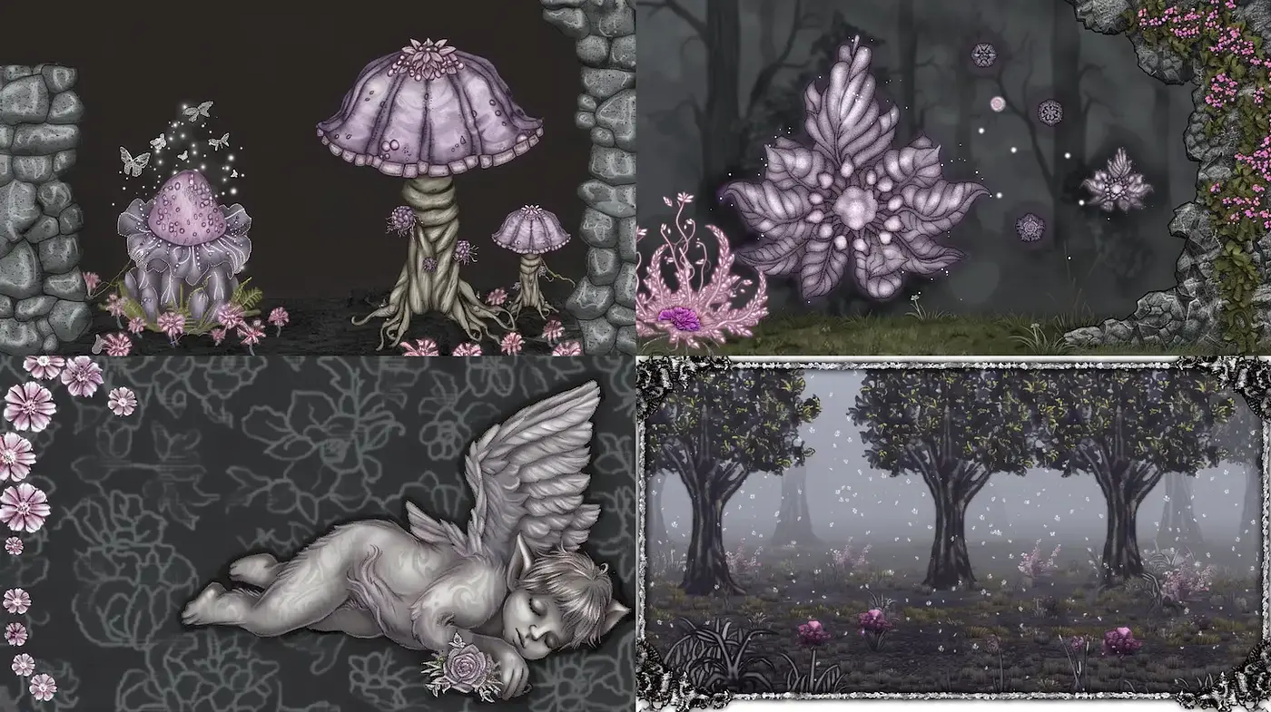 Ethereal Whimsical Illustrations with Surreal Flora - Midjourney sref style