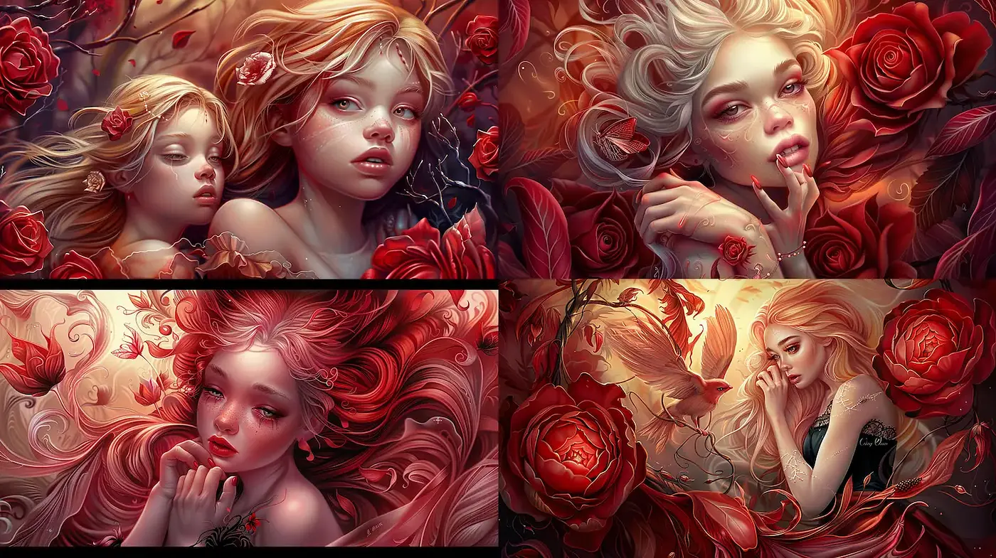 Enchanting and Ethereal Portraits Enhanced by Lush Floral Elements - Midjourney sref style