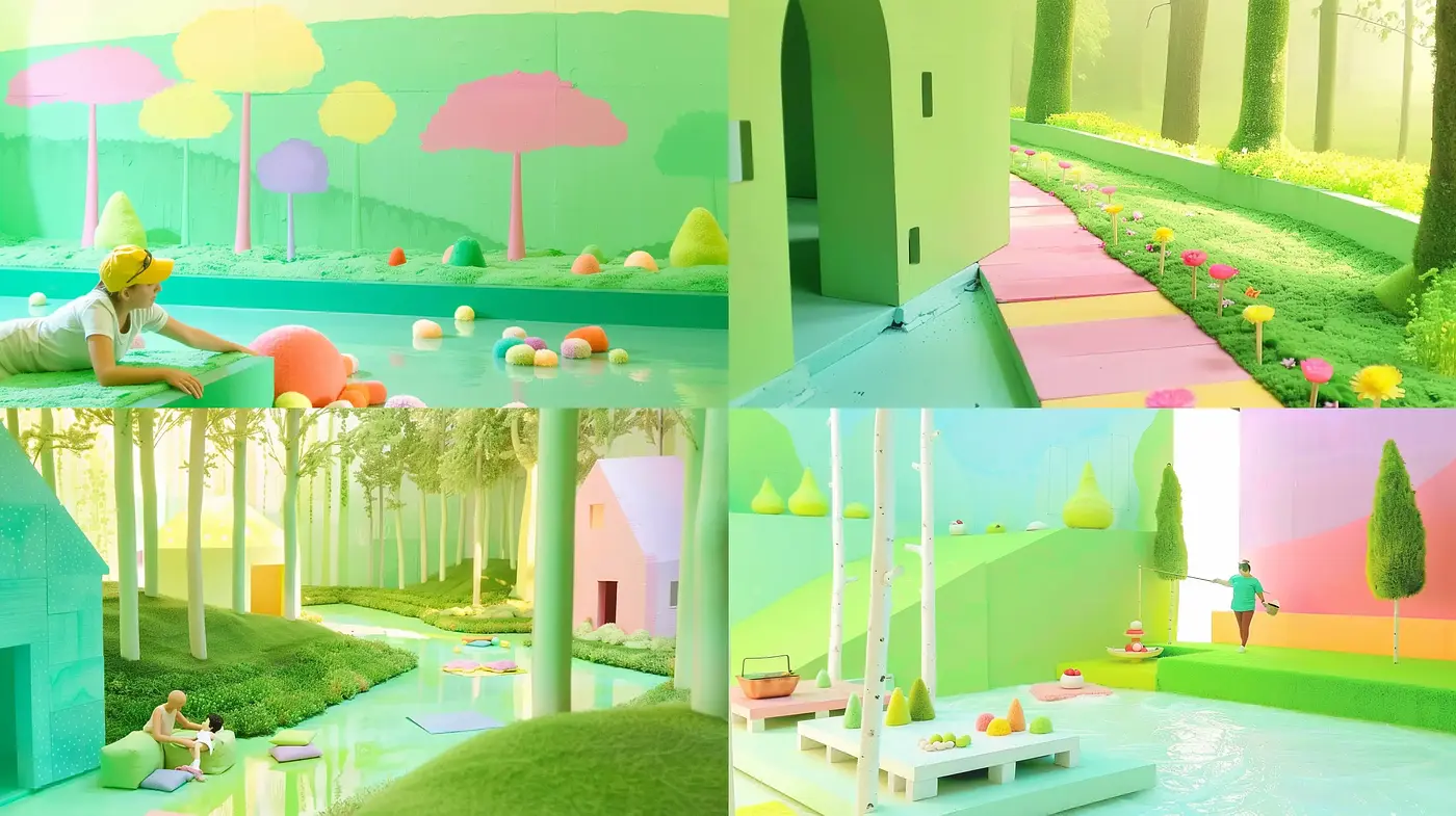 Dreamlike Pastel Sanctuary: A Uniform Blend of Surrealism and Contemporary Design - Midjourney sref style