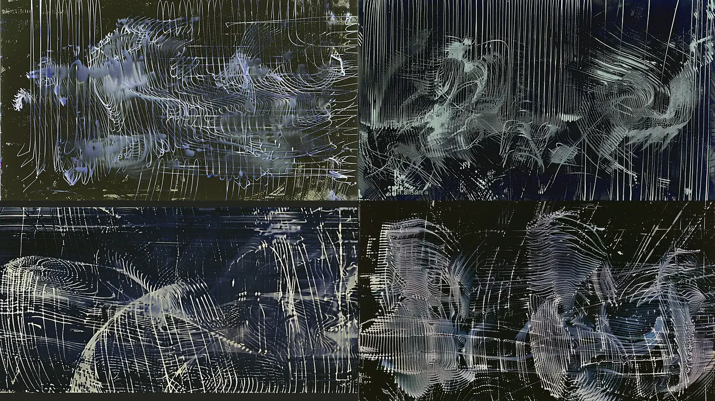 Abstract Textural Symphony in Monochromatic Blues - Midjourney sref style