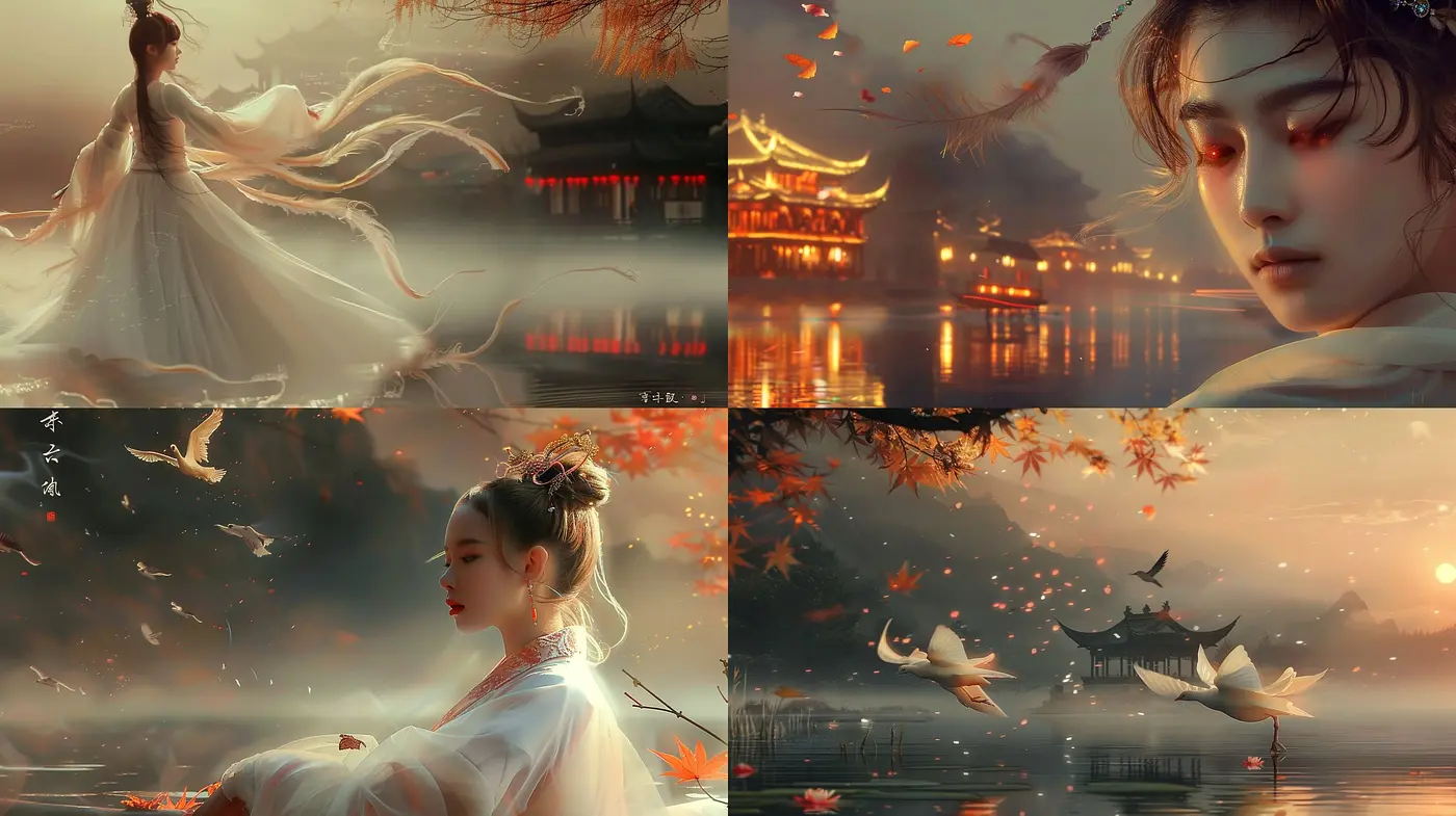 Ethereal Twilight: A Harmonious Blend of Fiery Warmth and Serene Coolness - Midjourney sref style