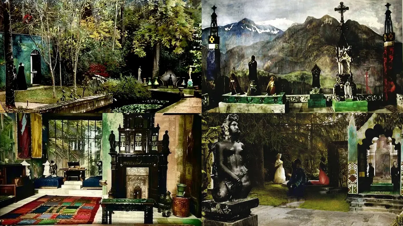 Intricate Fusion of Nature and Architecture with a Mystical Atmosphere - Midjourney sref style