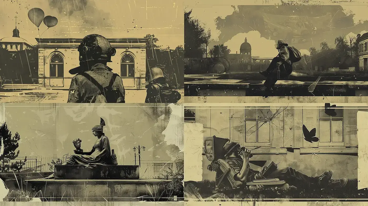 Exploration of Monochromatic Nostalgia with Artful Textures - Midjourney sref style