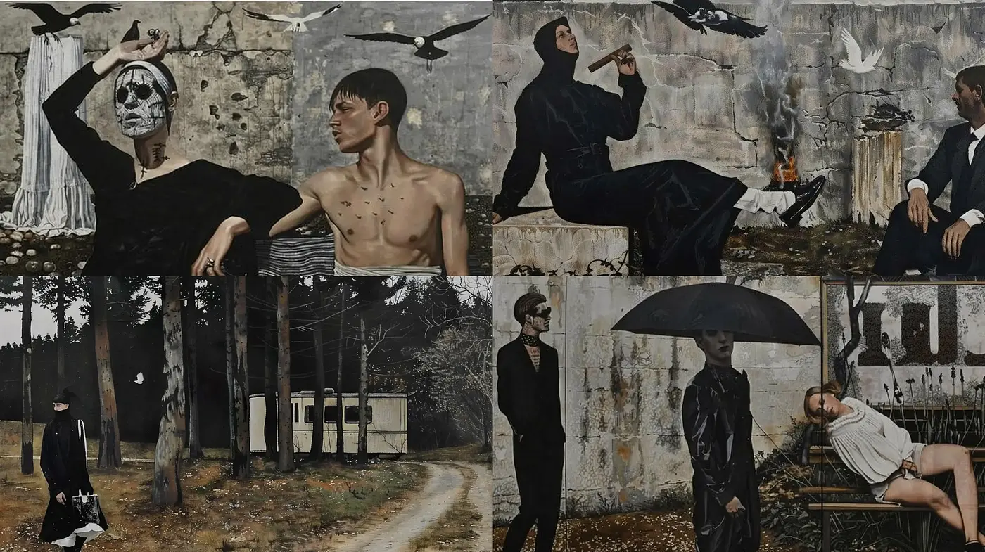 Melancholic Montage: A Fusion of Desolation and Elegance - Midjourney sref style