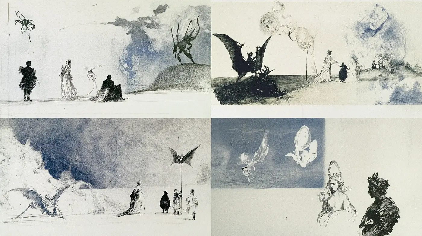 Ethereal Ink Wash Dreamscapes - Midjourney sref style