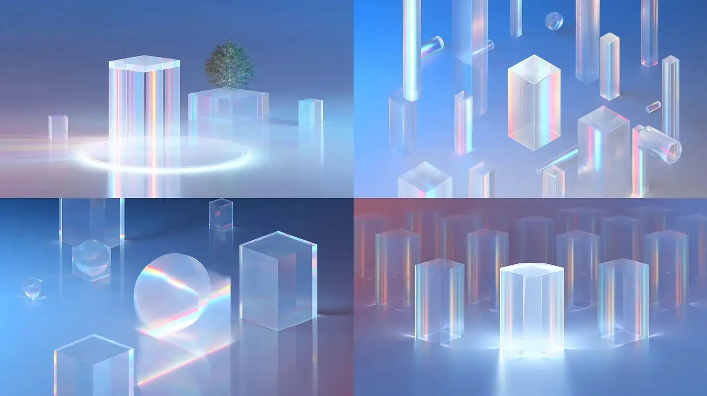 Abstract crystal geometry with ethereal qualities and iridescent elements - Midjourney sref style