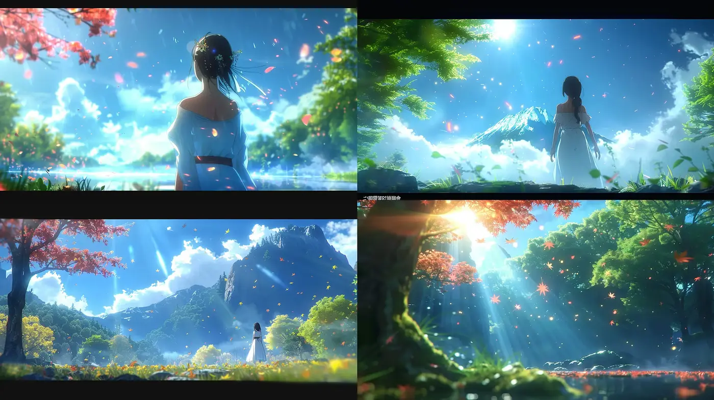 Ethereal Luminance: Dappled Light and Dreamy Anime Landscapes - Midjourney sref style