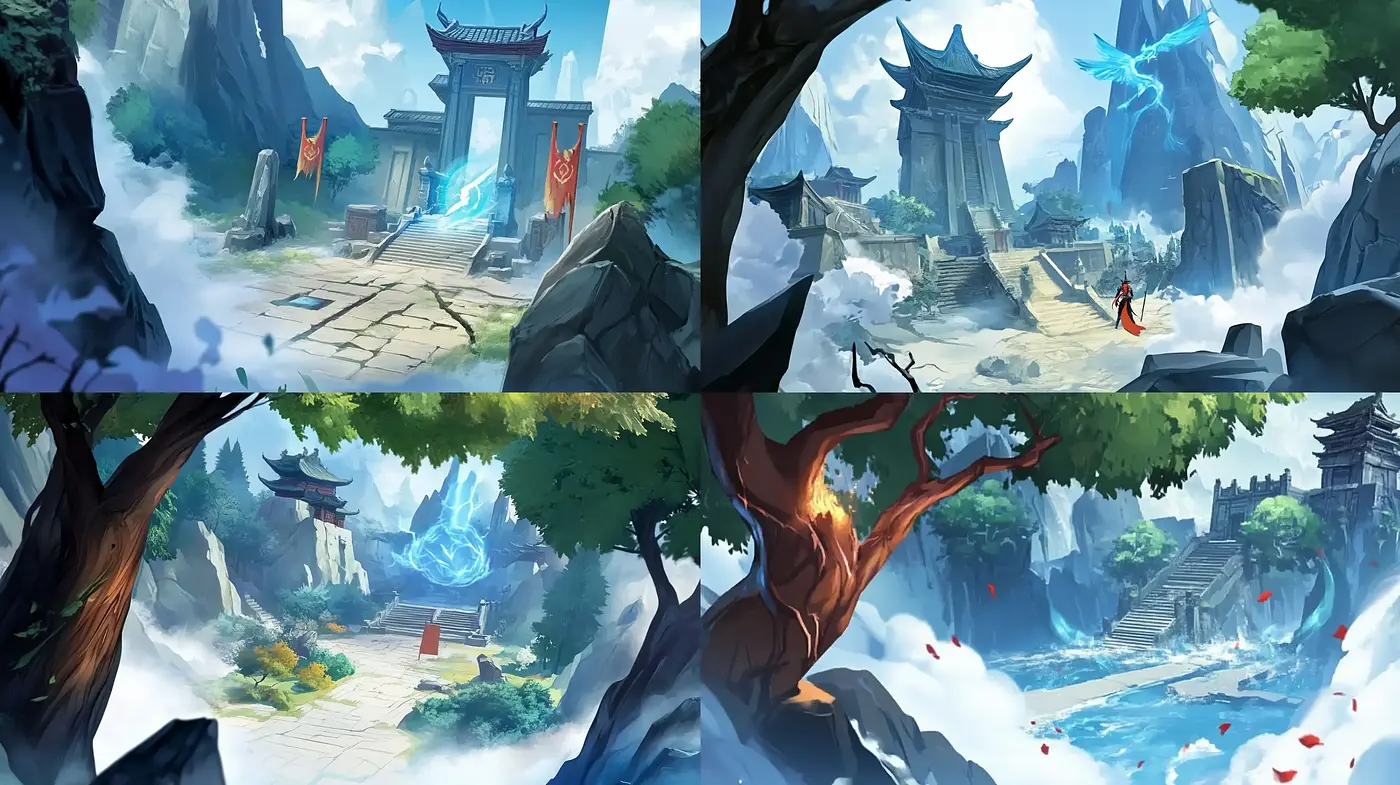 Ethereal Mythical Landscape Renderings with Fantastical Elements - Midjourney sref style