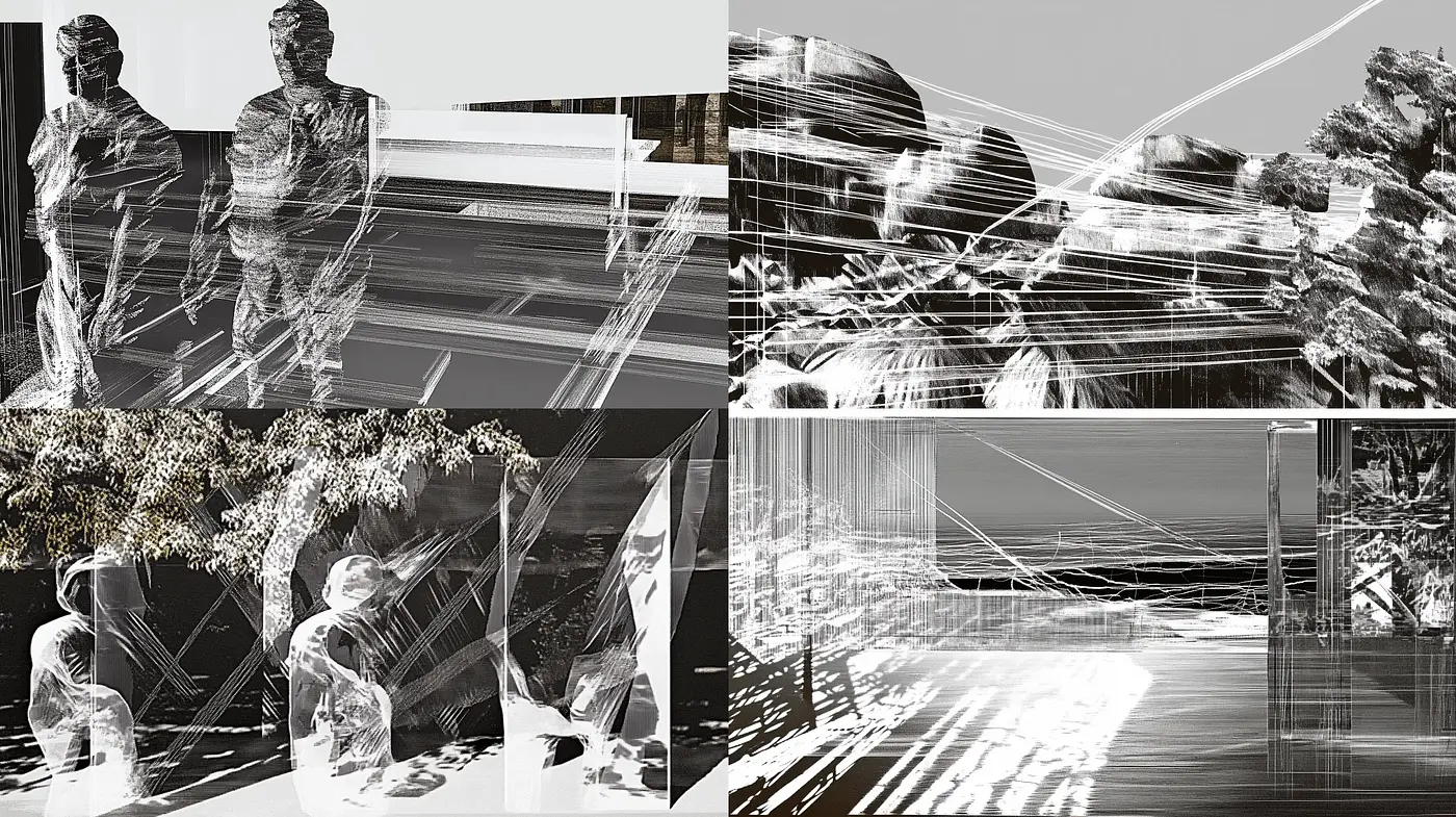 Monochromatic Linear Abstraction Collection - Midjourney sref style
