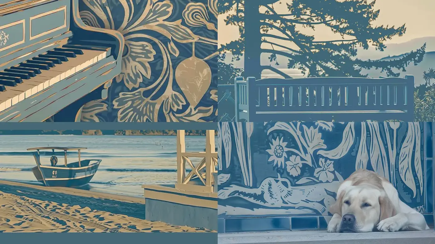 Coastal Vintage Aesthetic with Botanical Influences - Midjourney sref style